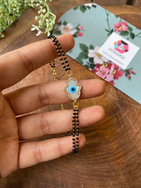 Hamsa Evil Eye Mangalsutra Bracelet / Nazaria - Attrangi