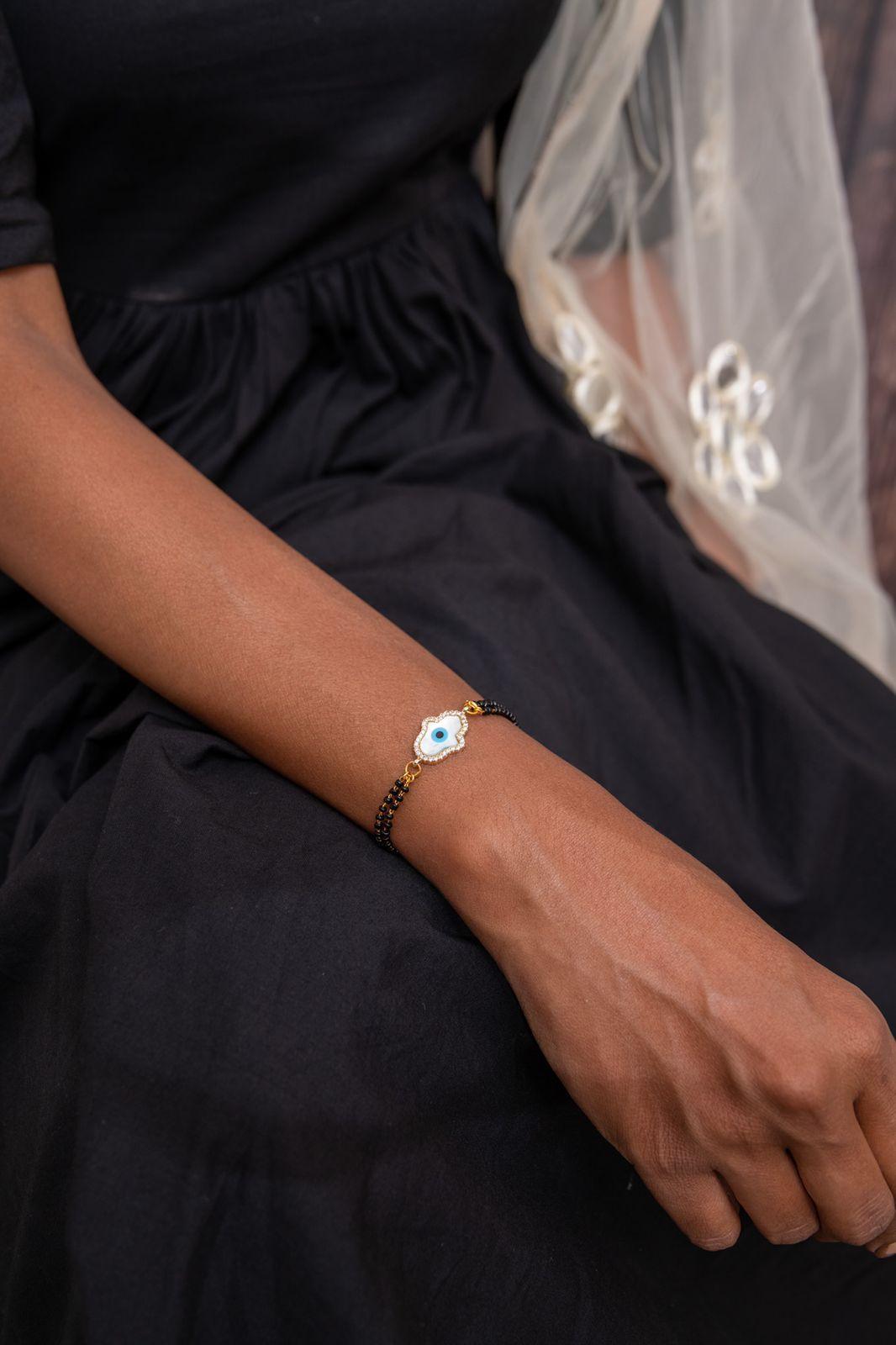 Hamsa Evil Eye Mangalsutra Bracelet / Nazaria - Attrangi