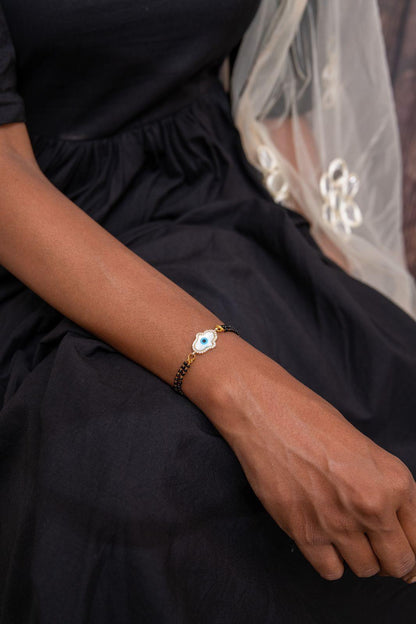 Hamsa Evil Eye Mangalsutra Bracelet / Nazaria - Attrangi