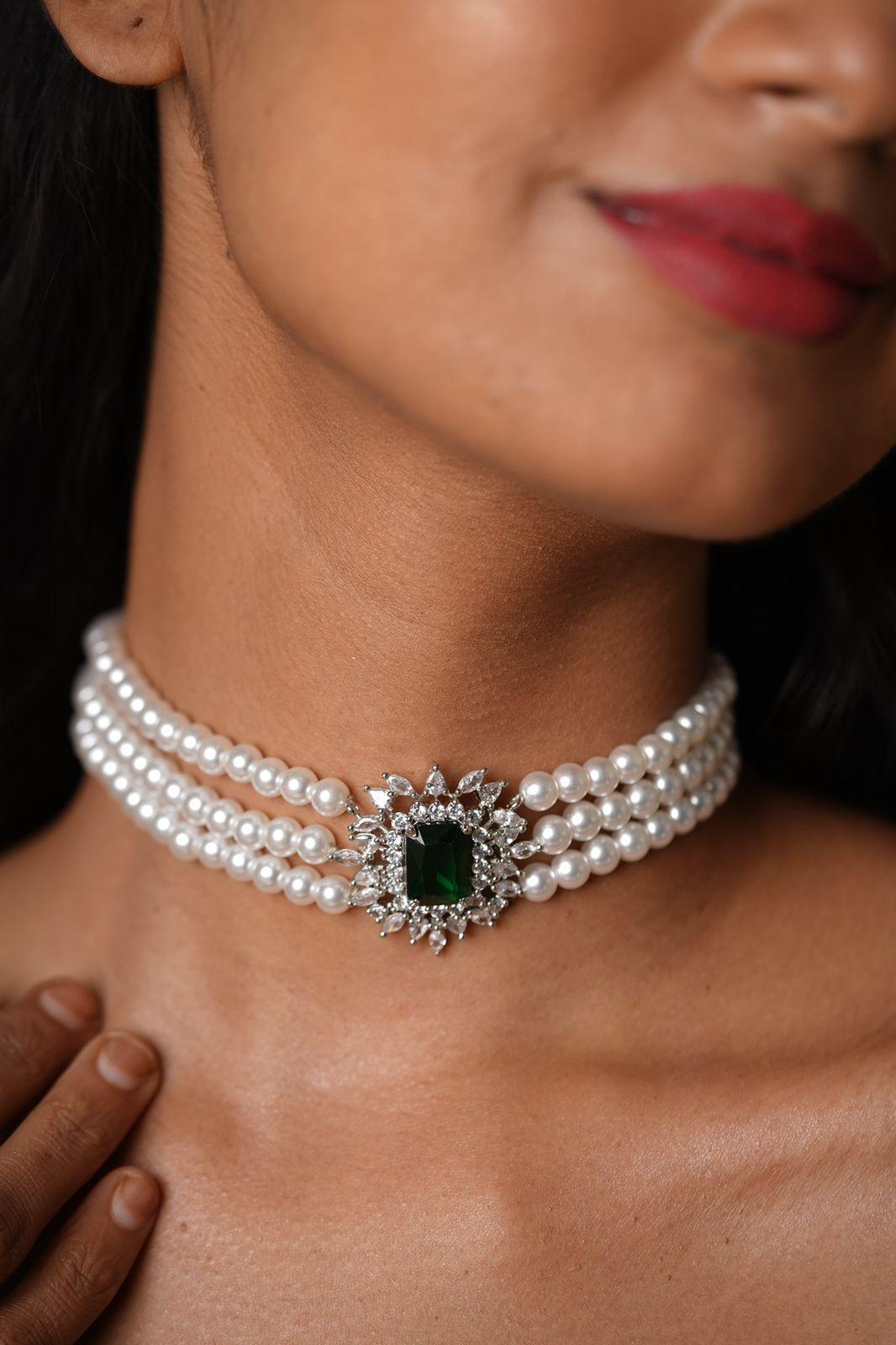Hitashi Pearl Diamond Choker - Attrangi