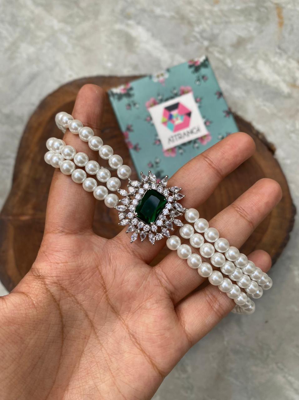 Hitashi Pearl Diamond Choker - Attrangi
