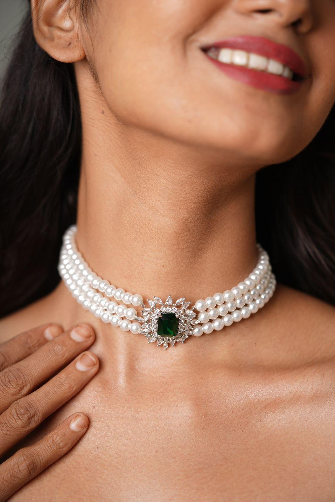 Hitashi Pearl Diamond Choker - Attrangi