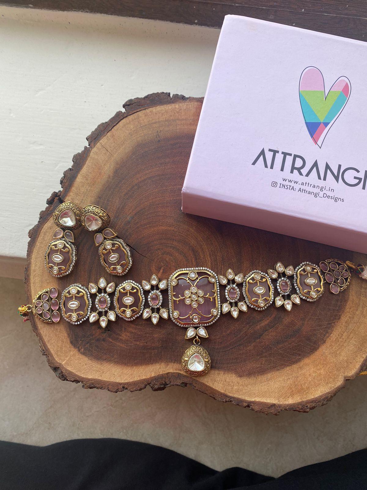 Holdali Choker Set with Gold & Polki - Attrangi
