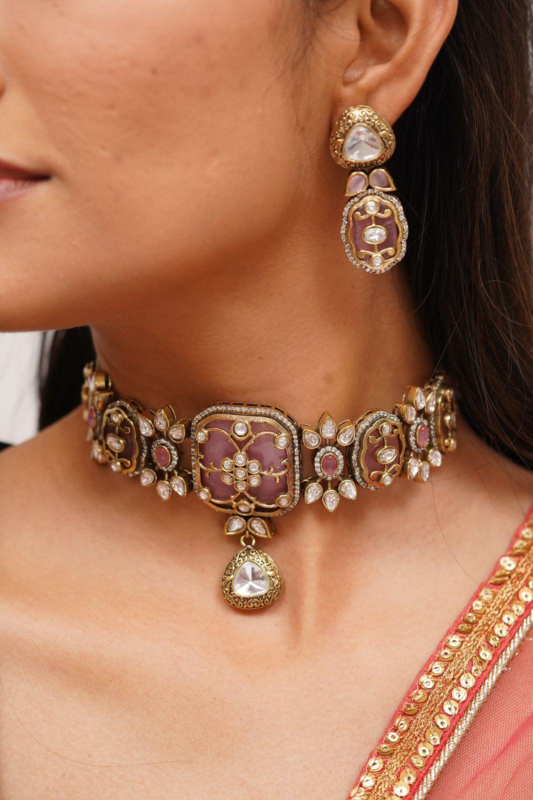 Holdali Choker Set with Gold & Polki - Attrangi