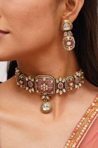 Holdali Choker Set with Gold & Polki - Attrangi