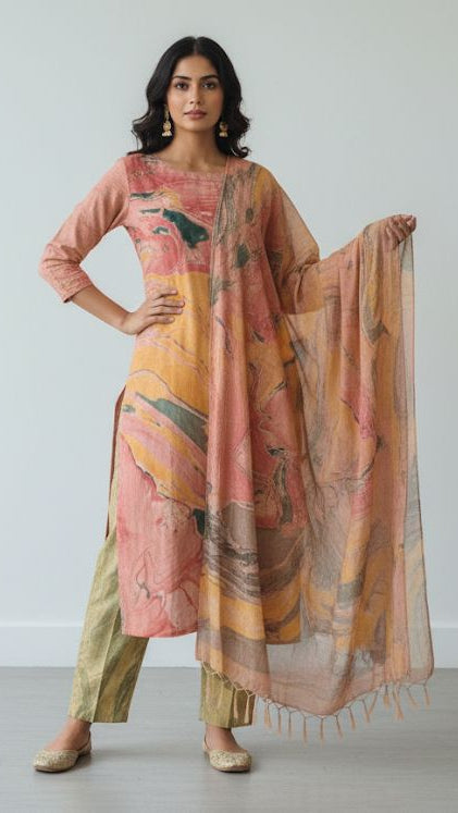 MultiColor 3 Piece Set With Dupatta,Beautiful outfit For Women