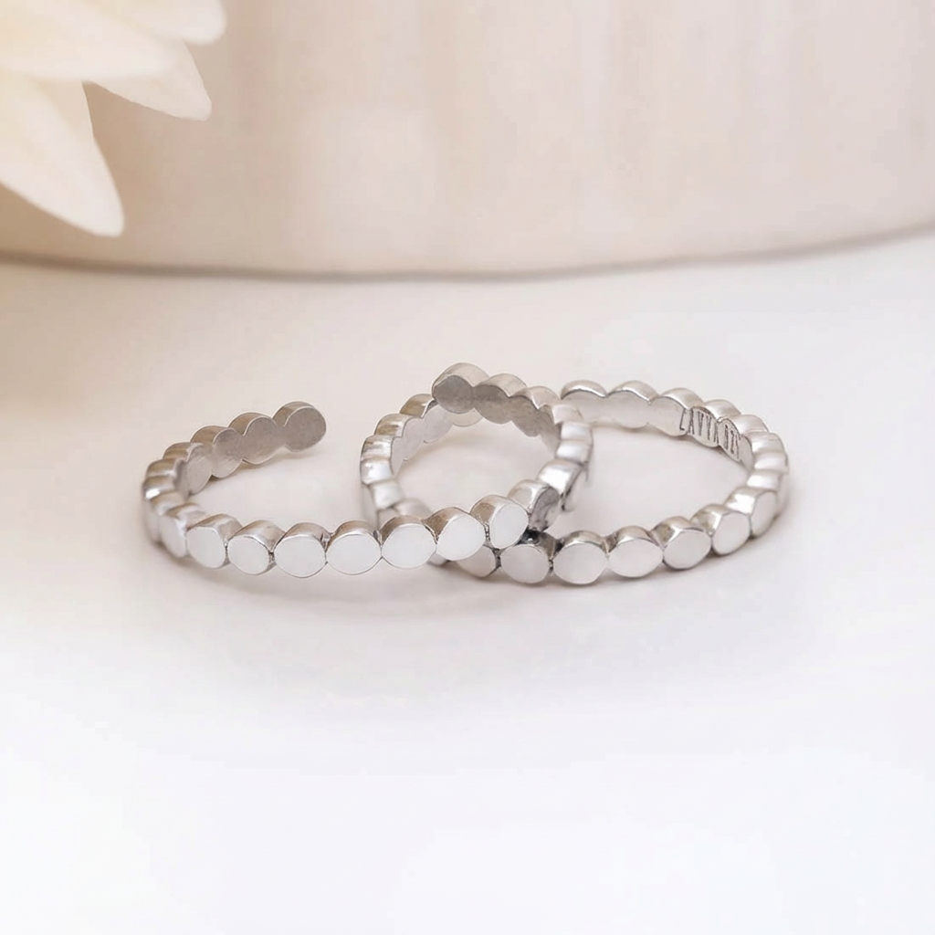 Classic Texured Rhodium Plated 925 Sterling Silver Toe Ring