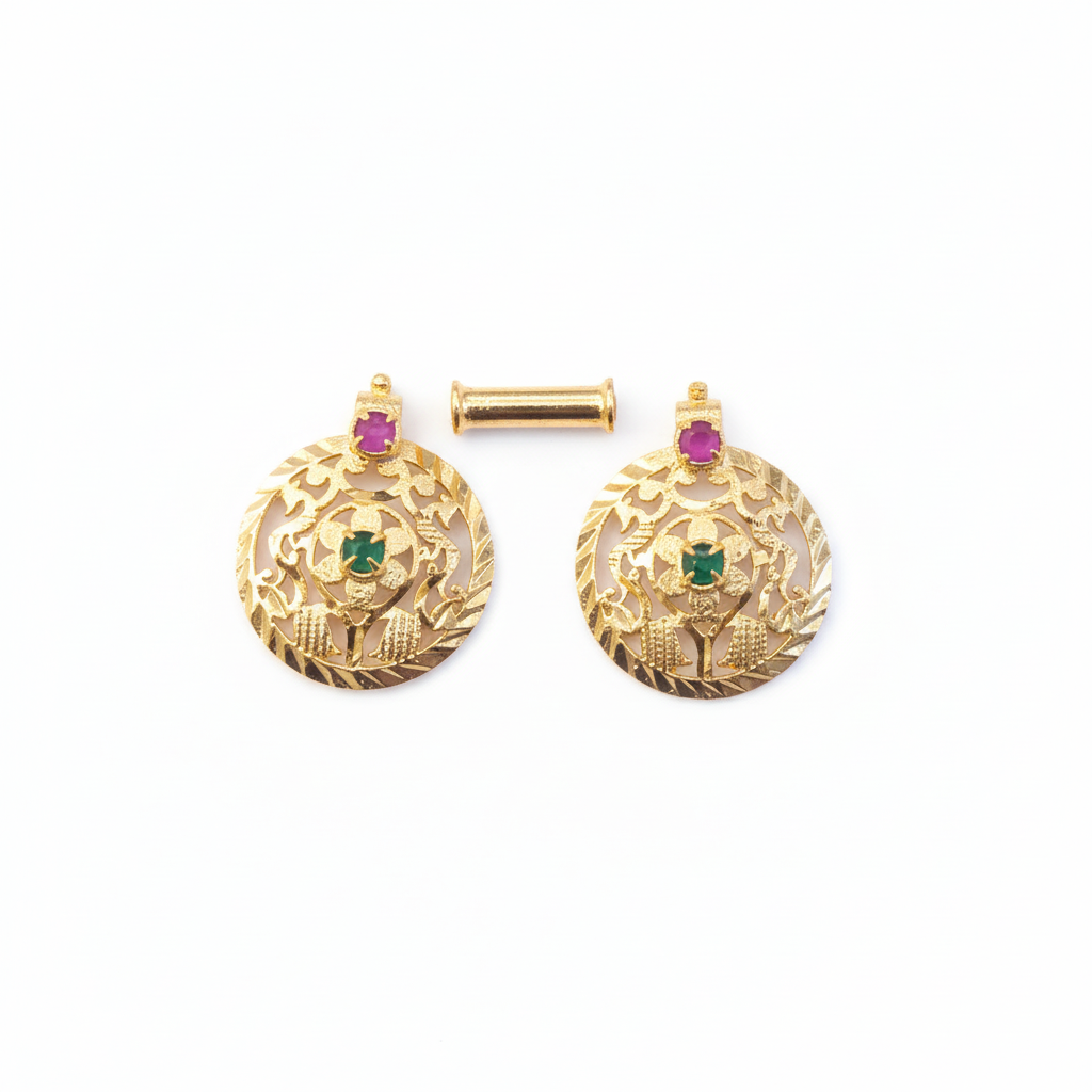 Thali Bottu Floral Cutwork Mangalsutra Pendant - Front View