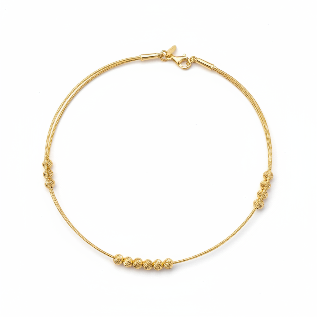 925 silver gold plated anklet on white background