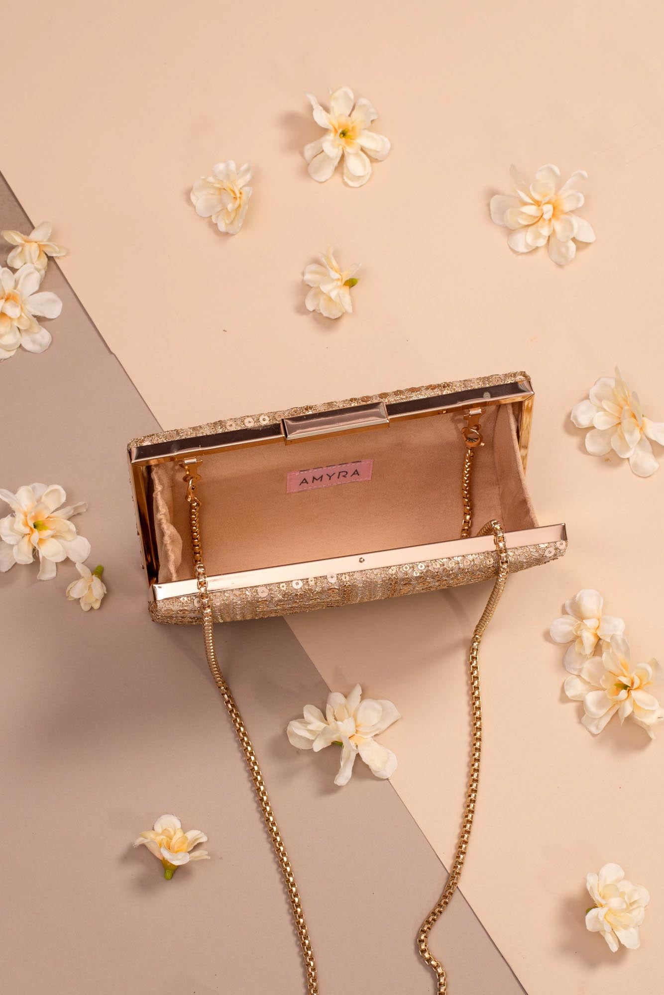 AMYRA - Bella Gold Box Clutch