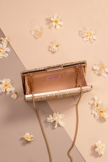 AMYRA - Bella Gold Box Clutch