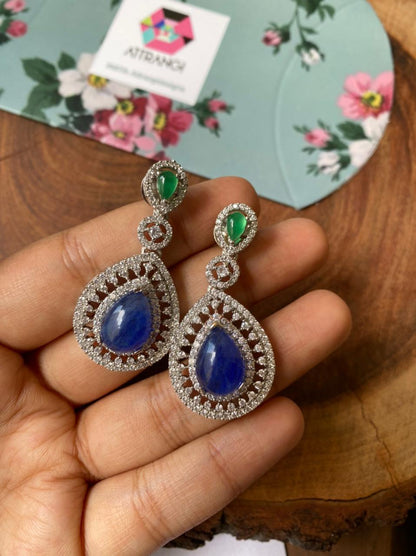 Isla Long Diamond Earrings - Attrangi