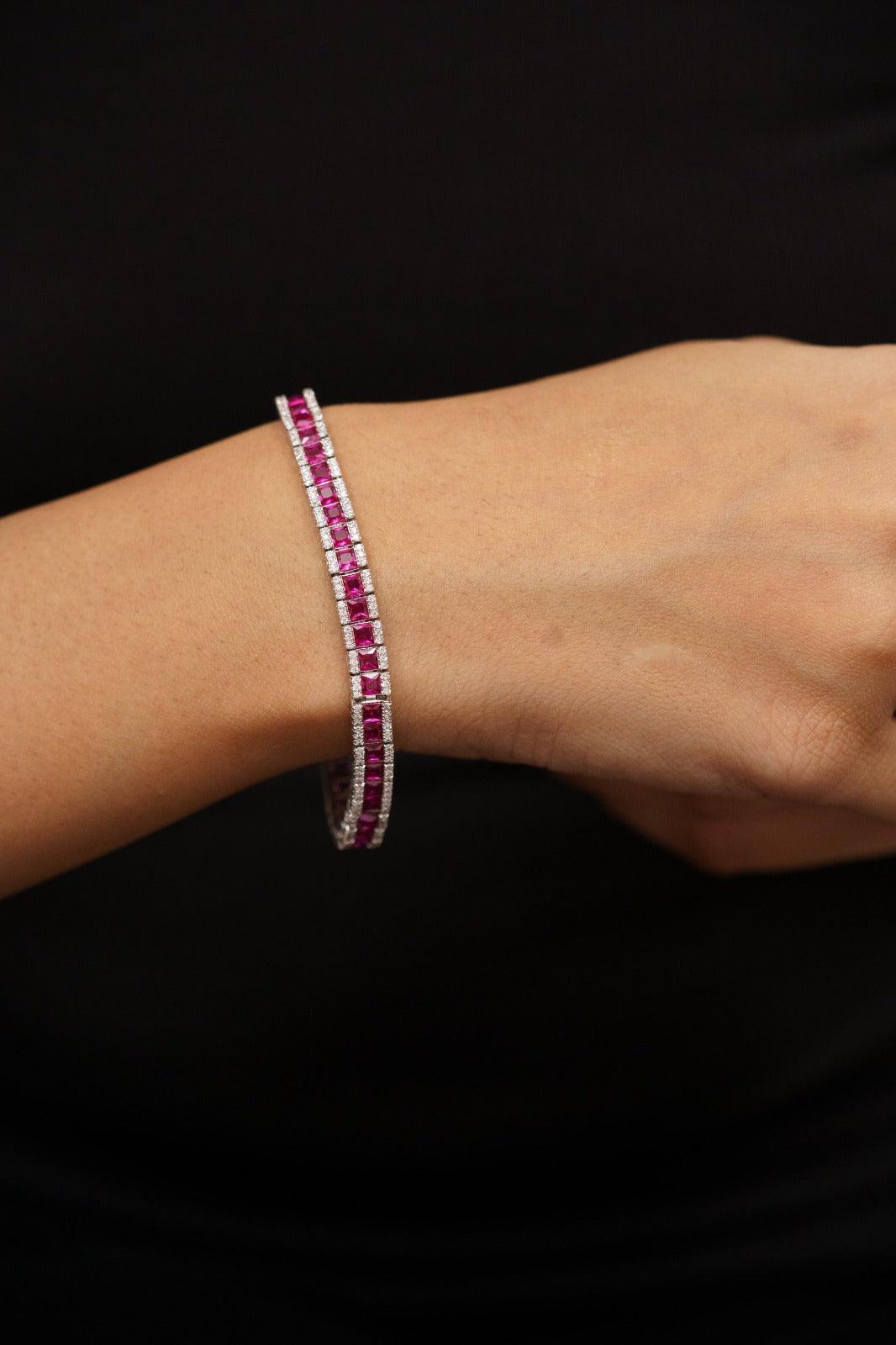 Ivy Coloured Stone Diamond Tennis Bracelet - Attrangi