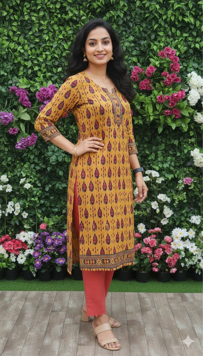 Mustard Yellow 3 Piece Set With Dupatta For Women