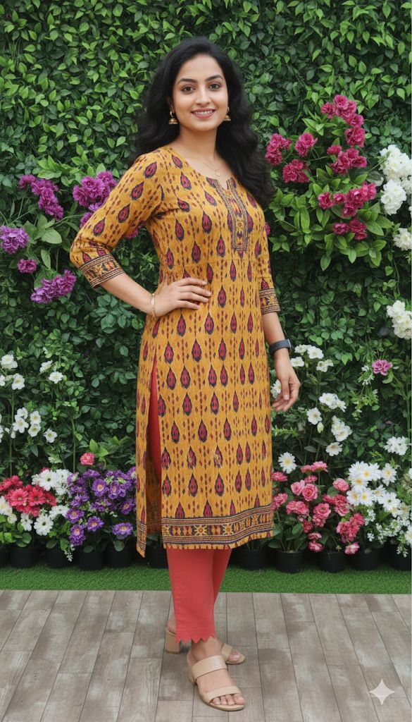 Mustard Yellow 3 Piece Set With Dupatta For Women