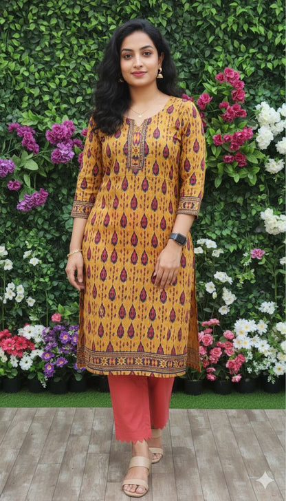 Mustard Yellow 3 Piece Set With Dupatta For Women