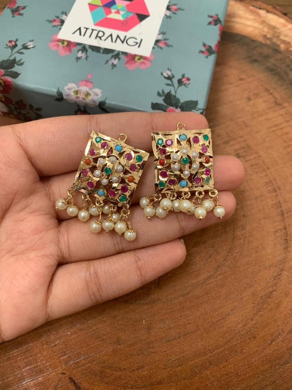 Jadaau Square Tukdi Studs - Attrangi
