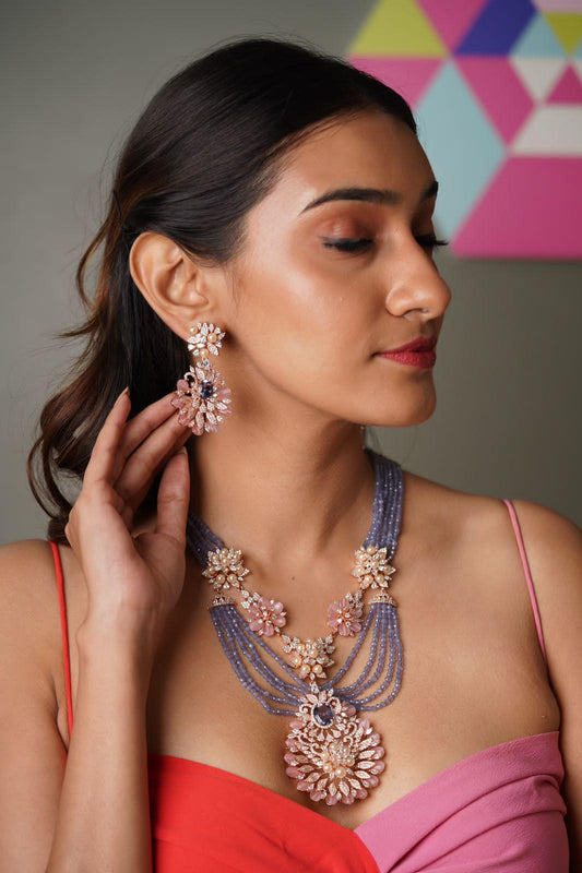 Jasmine Pastel Royal crystal Diamond Set | LalaLand Collection - Attrangi