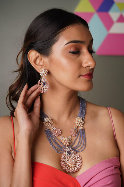 Jasmine Pastel Royal crystal Diamond Set | LalaLand Collection - Attrangi