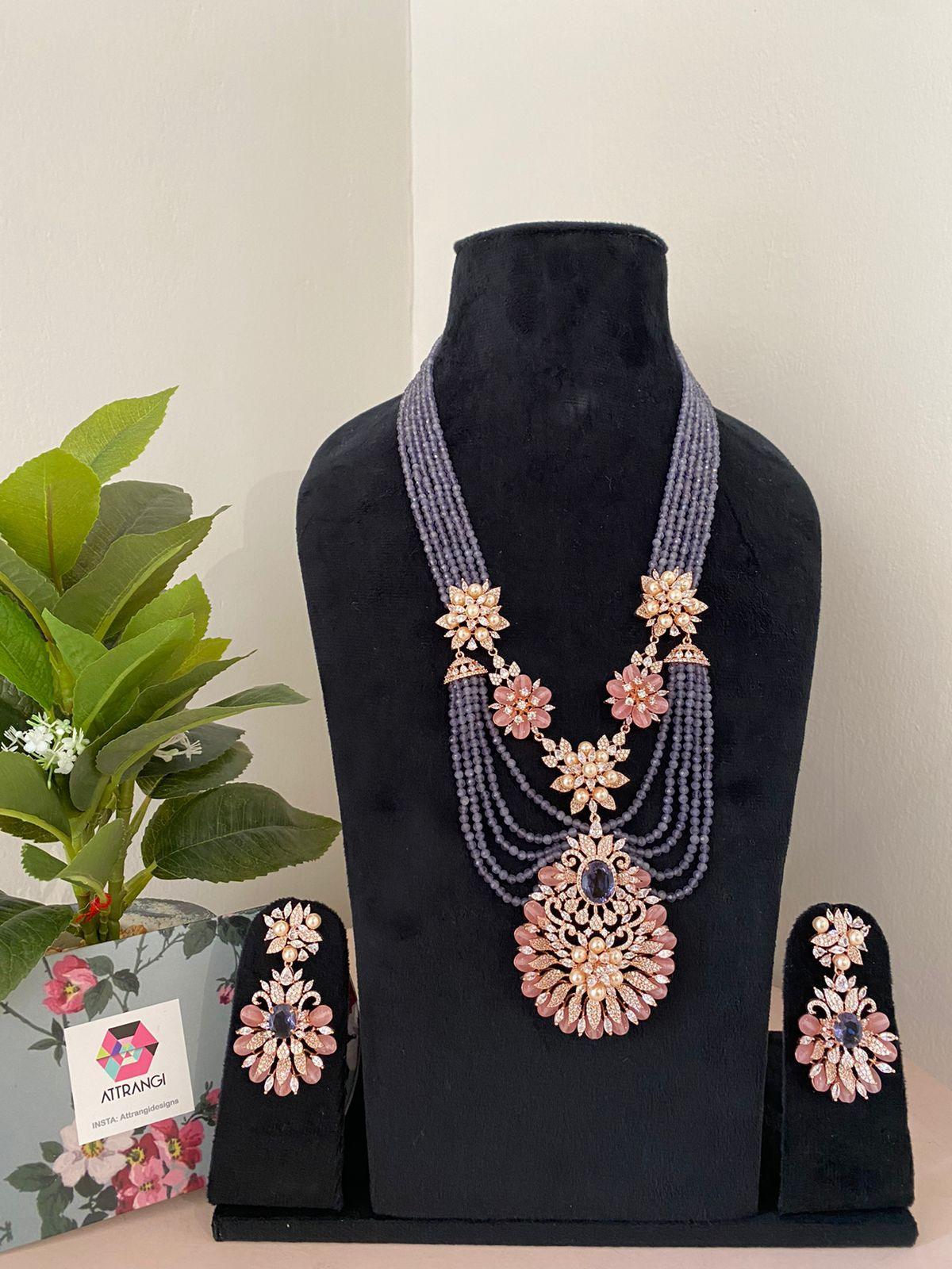 Jasmine Pastel Royal Crystal Diamond Set | LalaLand Collection - Attrangi