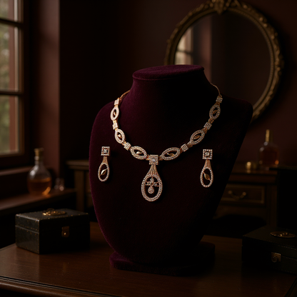 Rose Gold Plated Necklace Set for Women and Girls