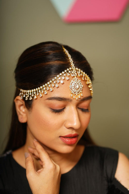 Jharoka diamond Mathapatti | Gold Polish - Attrangi
