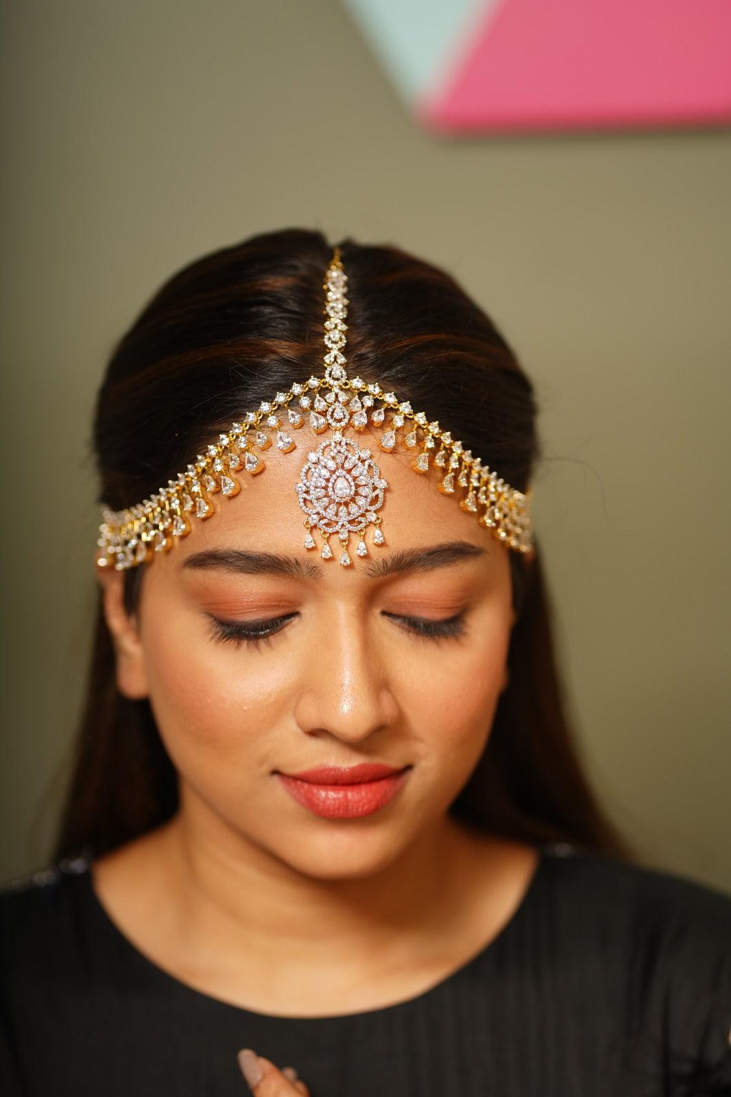 Jharoka diamond Mathapatti | Gold Polish - Attrangi