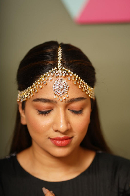 Jharoka diamond Mathapatti | Gold Polish - Attrangi