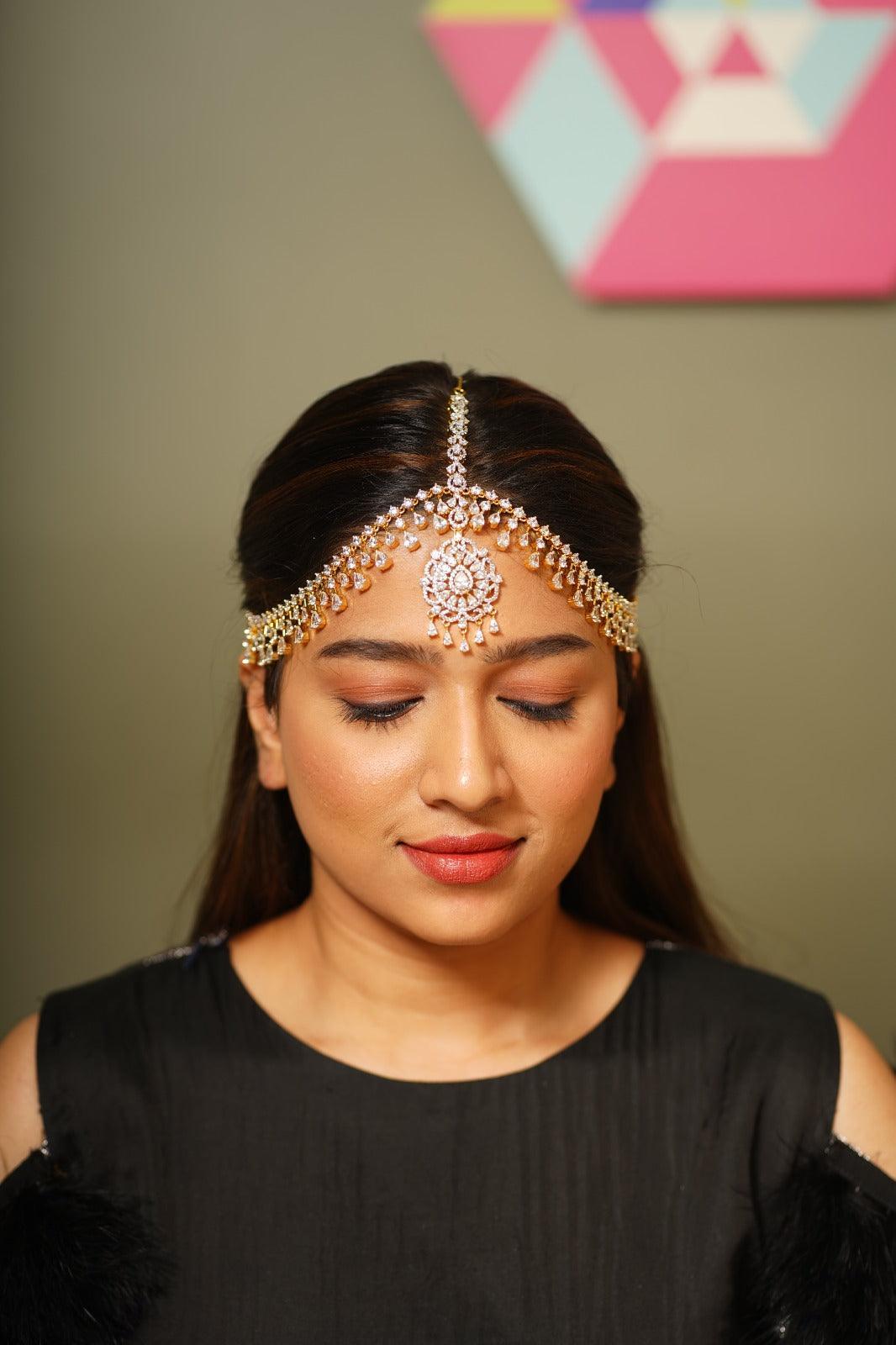 Jharoka diamond Mathapatti | Gold Polish - Attrangi