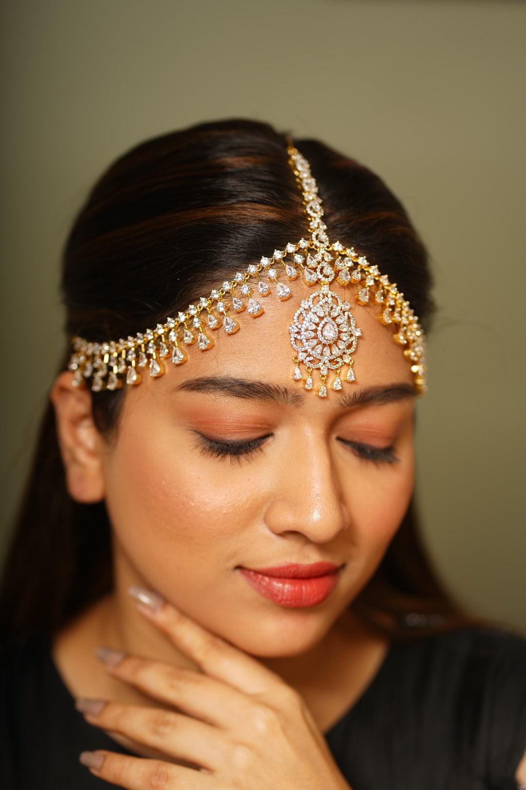 Jharoka diamond Mathapatti | Gold Polish - Attrangi