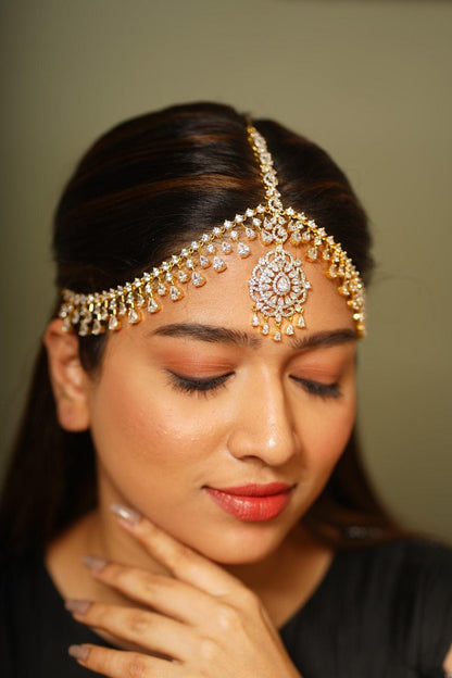 Jharoka diamond Mathapatti | Gold Polish - Attrangi