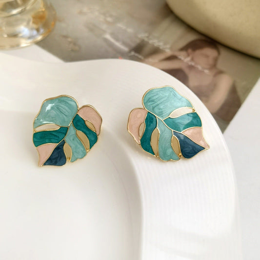 Multicolor Leaf Stud Earring JLT11040