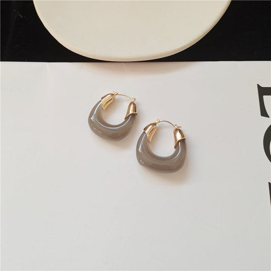U Shaped Grey Hoop Earrings JLT11279