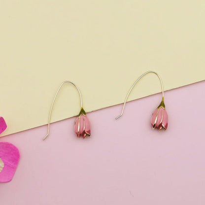 Pink Enamel Tulip Drop Earring JLT11348
