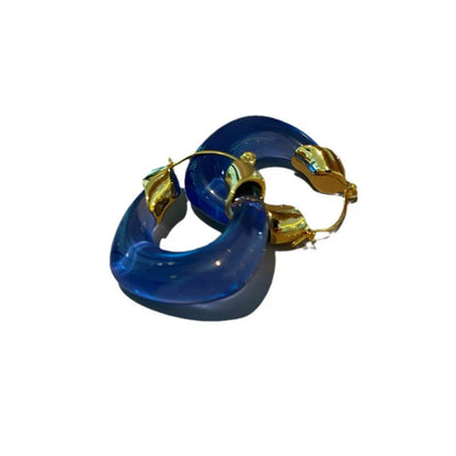 Blue Sculptural Resin Hoop Earrings JLT13652
