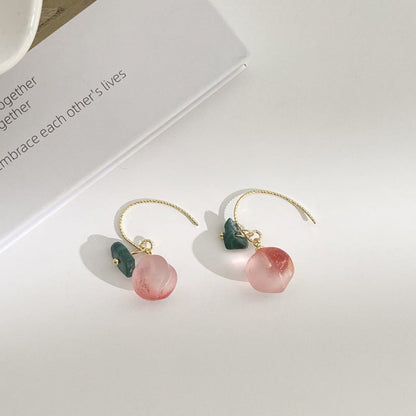 Frosted Peach and Malachite Drops Earrings  JLT11438