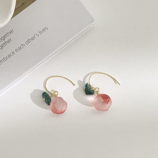 Frosted Peach and Malachite Drops Earrings  JLT11438