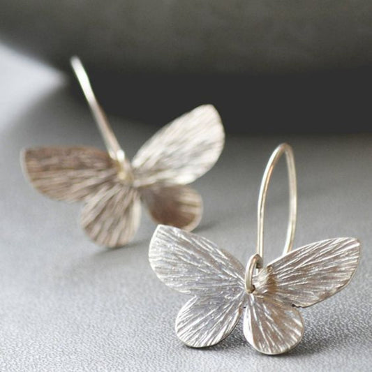 Silver Butterfly Dangle Earrings JLT11588