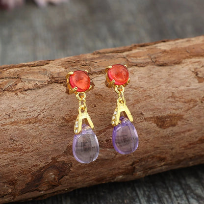 Amethyst and Ruby Drop Earrings JLT11593