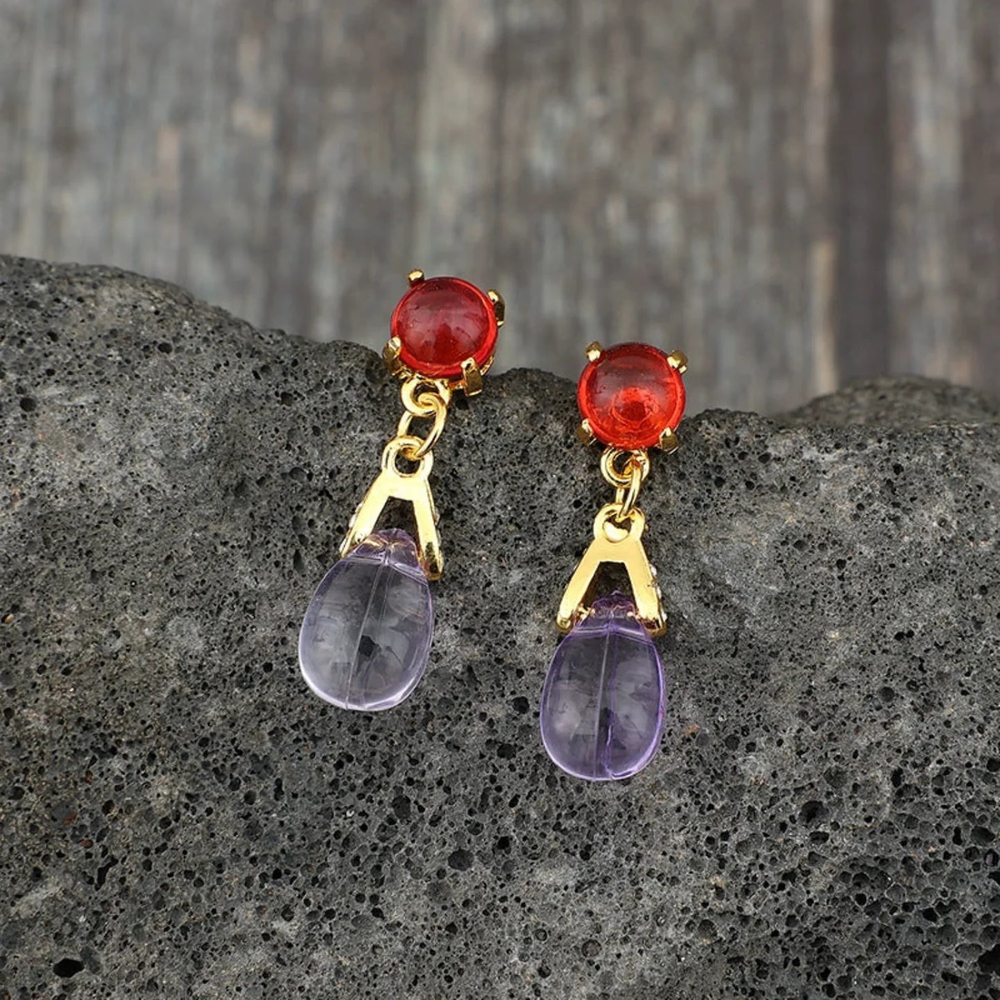 Amethyst and Ruby Drop Earrings JLT11593