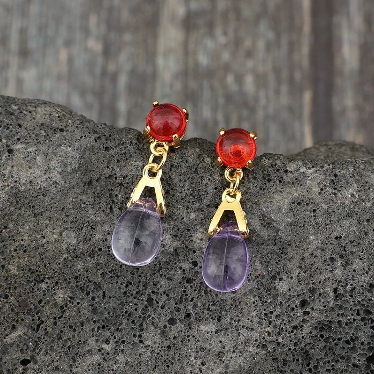 Amethyst and Ruby Drop Earrings JLT11593