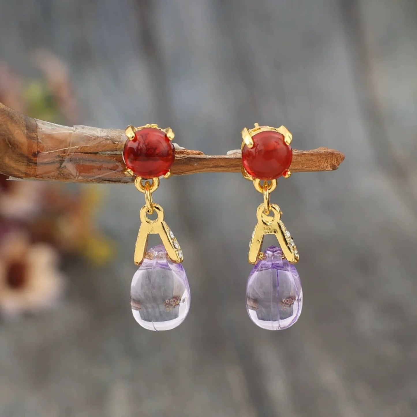 Amethyst and Ruby Drop Earrings JLT11593