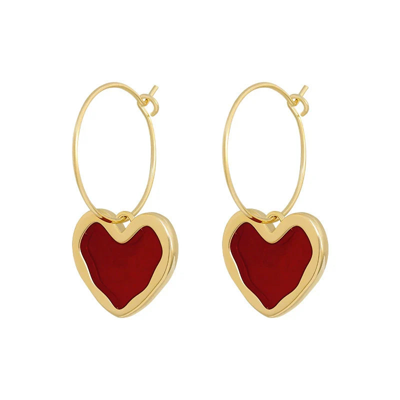 Mystical Red Heart Hoop Earrings JLT11627