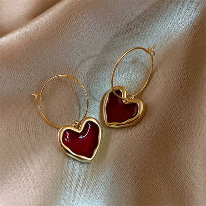 Mystical Red Heart Hoop Earrings JLT11627