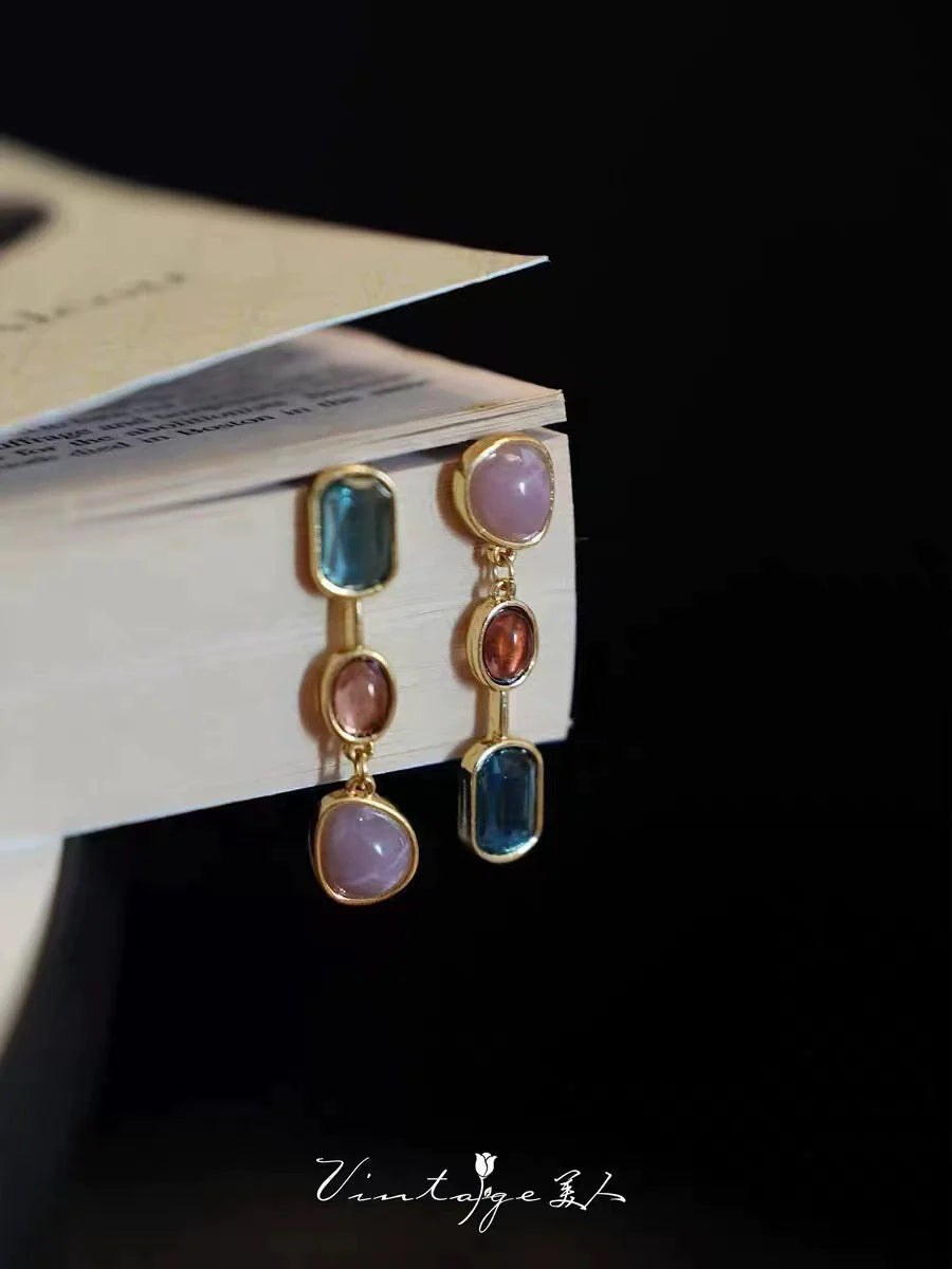 Vintage Gemstone Drop Earrings jlt11630