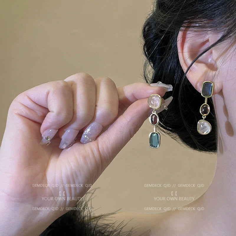 Vintage Gemstone Drop Earrings jlt11630