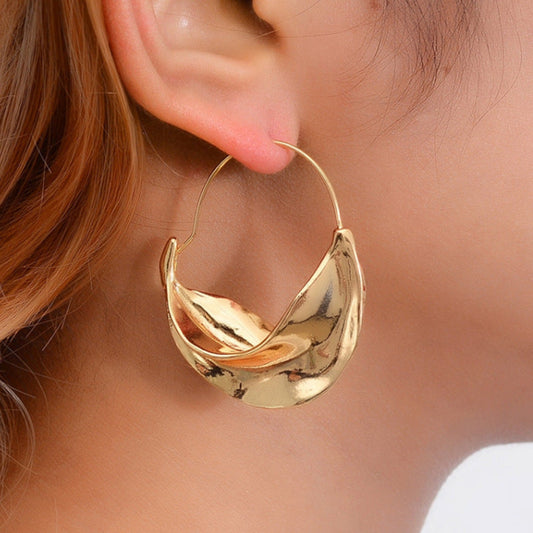 Dewleaf Golden Hoop Earrings JLT11636