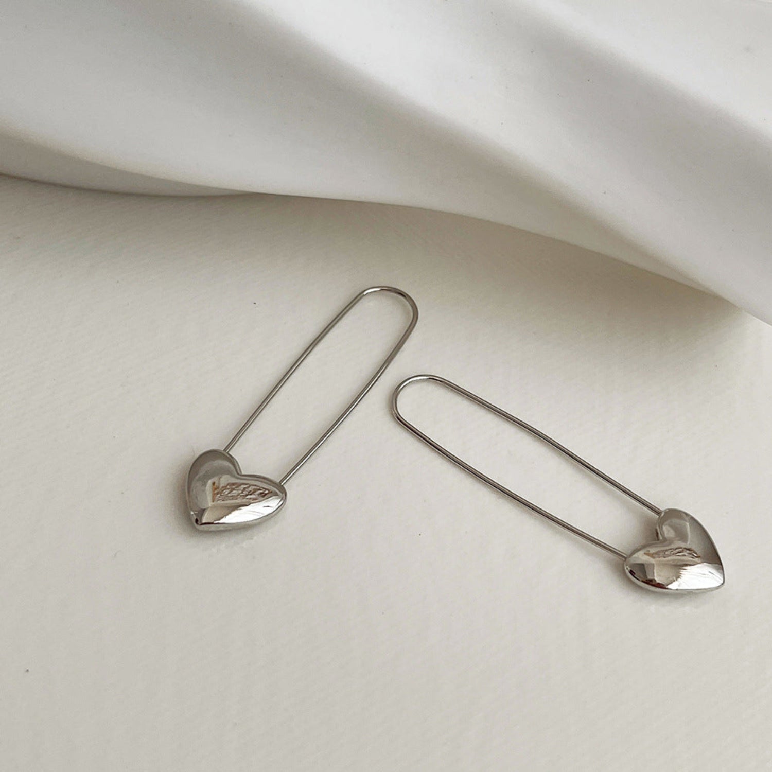 Silver Safety Pin Earrings JLT11643