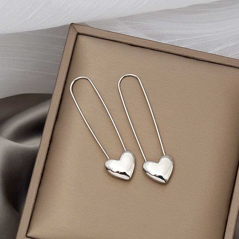 Silver Safety Pin Earrings JLT11643