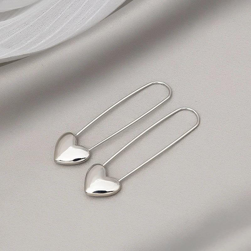 Silver Safety Pin Earrings JLT11643